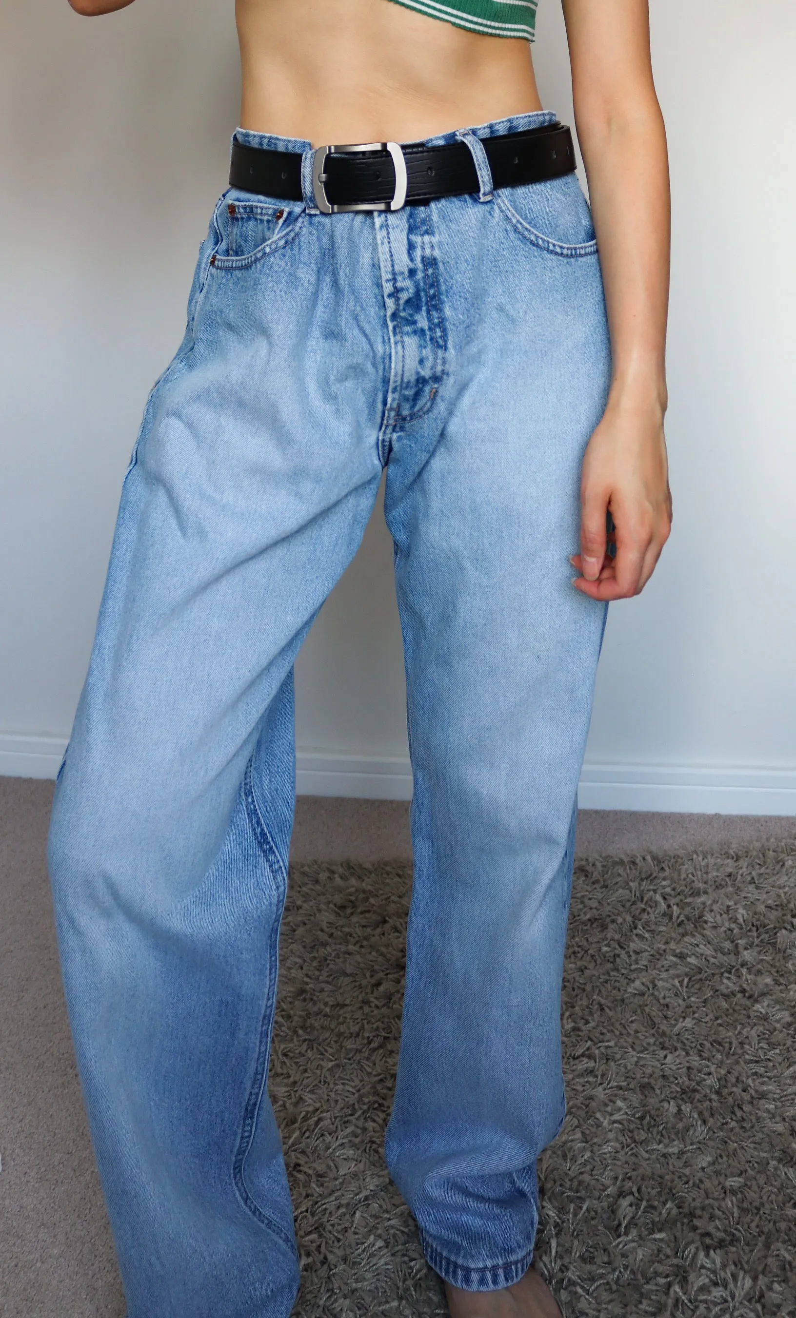90s VINTAGE MEN JINGLERS JEANS HIGH WAISTED LIGHT BLUE JEANS TROUSERS