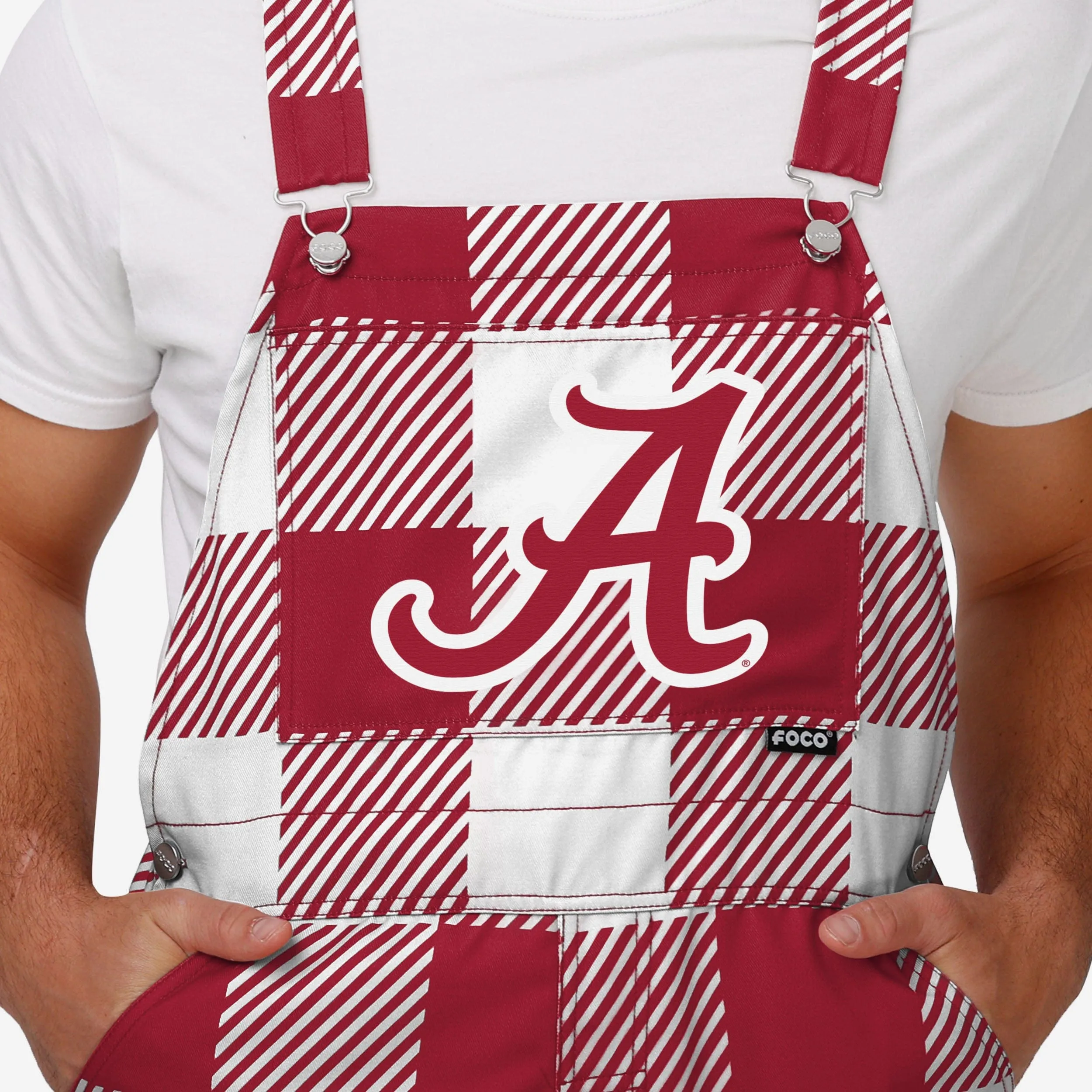 Alabama Crimson Tide Mens Plaid Bib Overalls