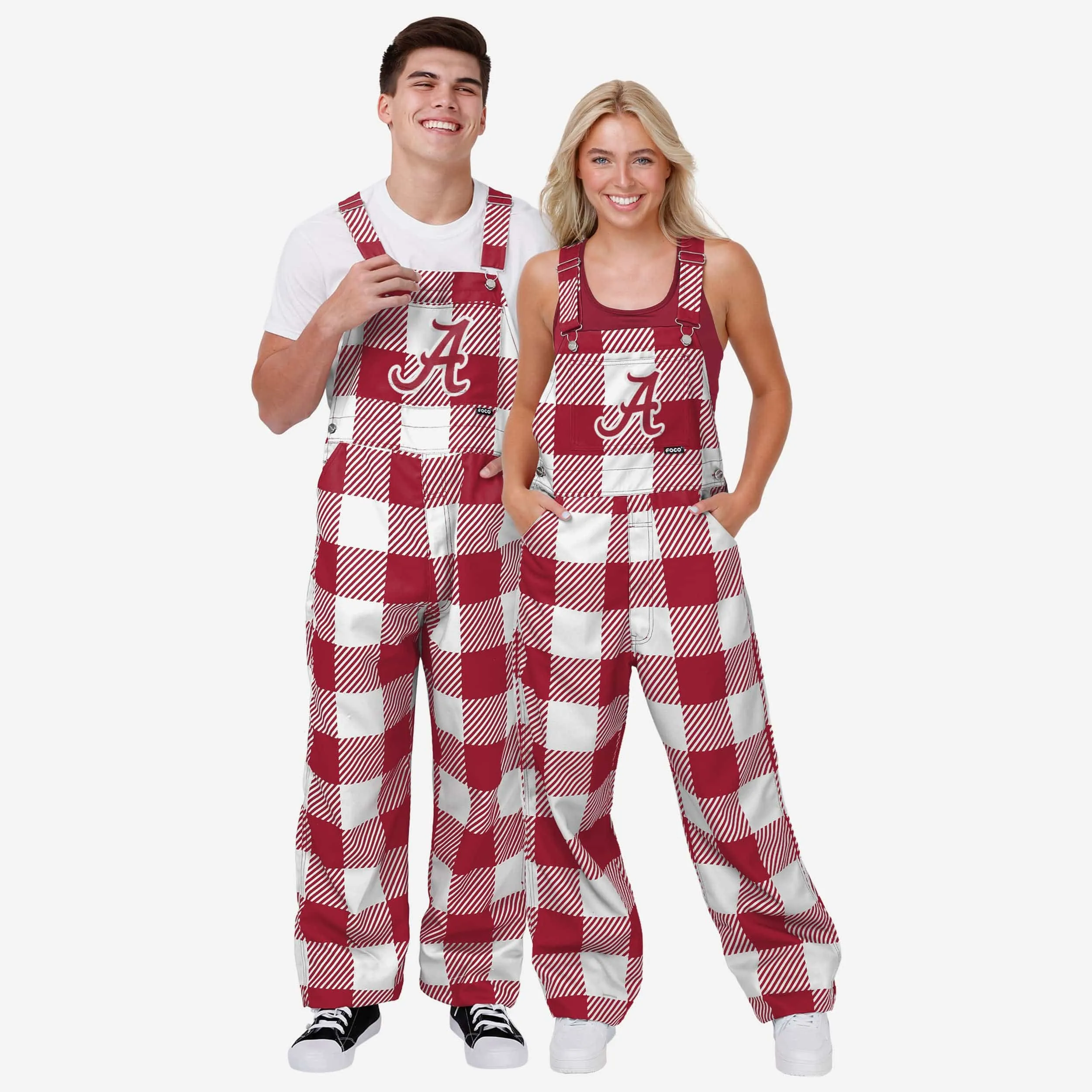 Alabama Crimson Tide Mens Plaid Bib Overalls