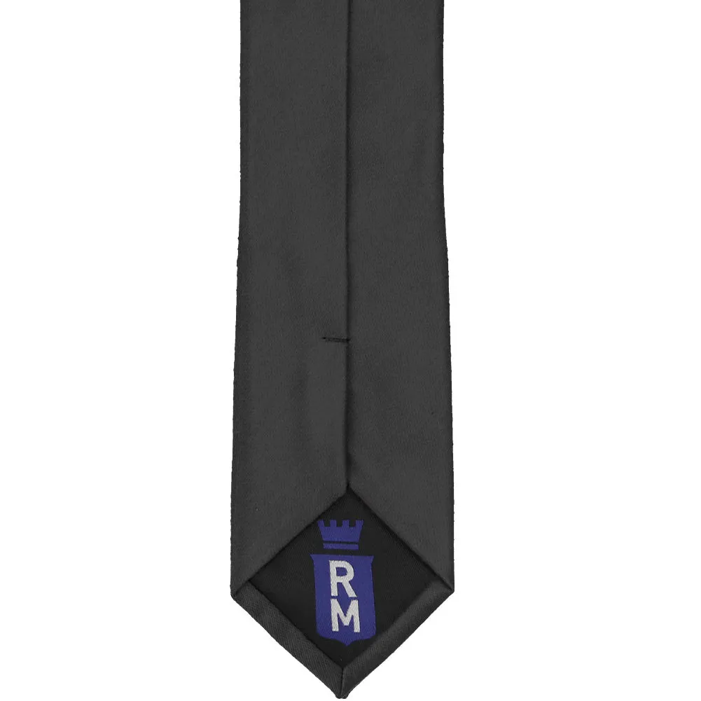 Black Cotton/Silk Slim Necktie, 2.5" Width