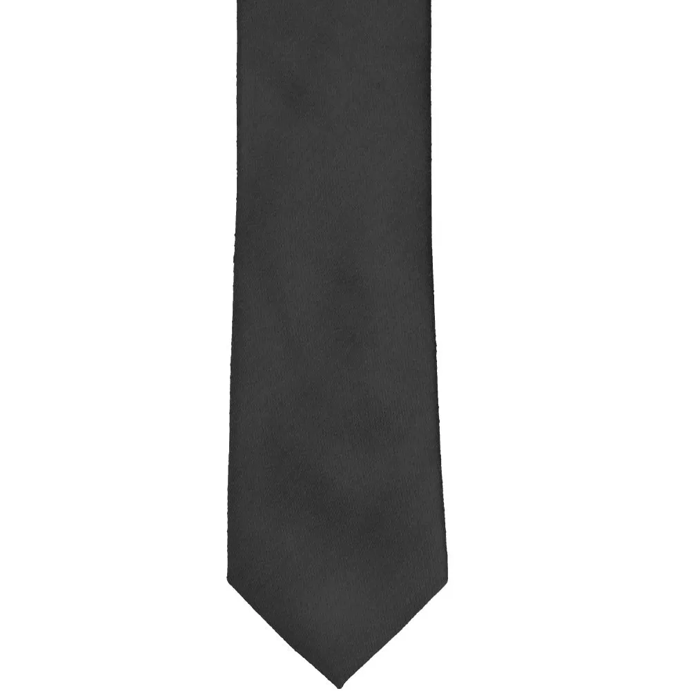 Black Cotton/Silk Slim Necktie, 2.5" Width