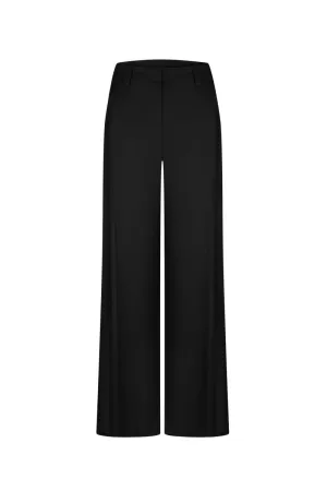BLACK HIGH-RISE PANTS WITH SIDE PLEAT