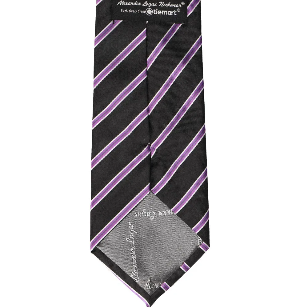 Black Melvin Striped Extra Long Necktie