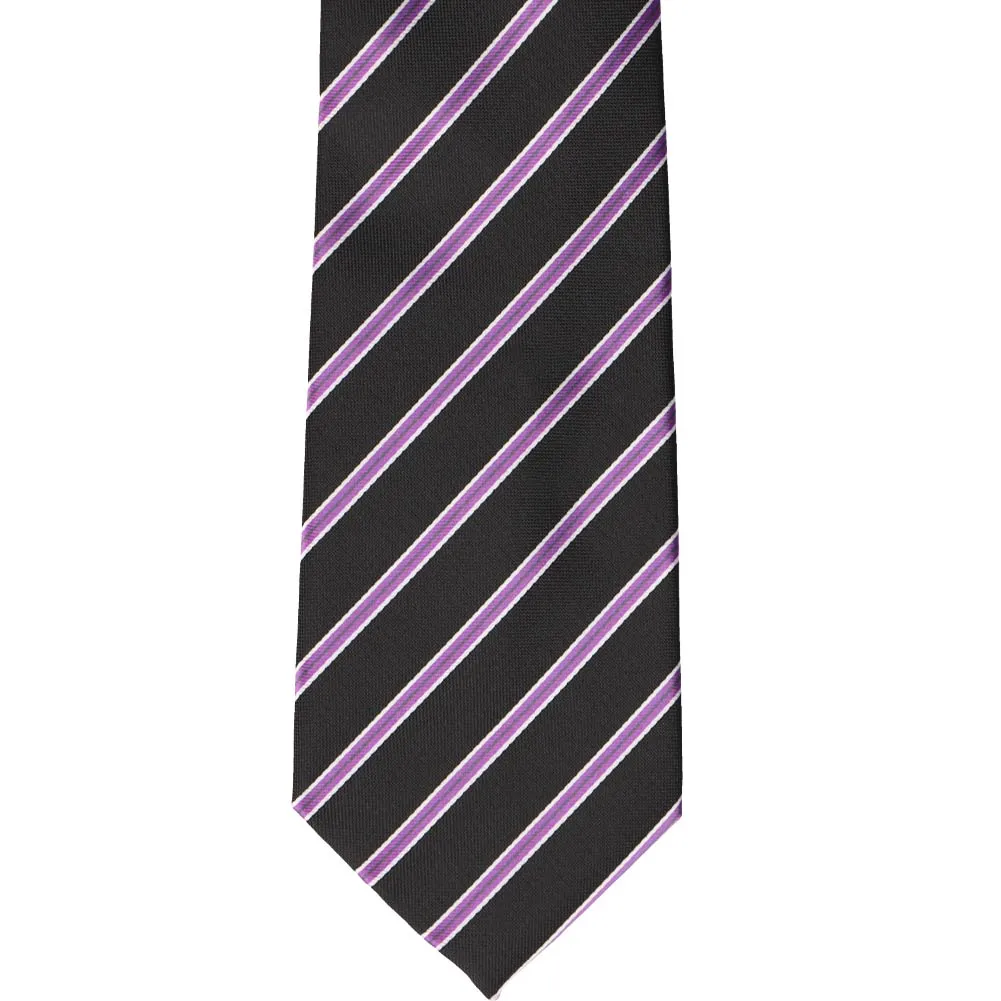 Black Melvin Striped Extra Long Necktie