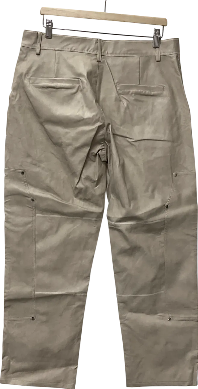 boohooMan Beige Carpenter Panel Acid Wash Seam Relaxed Trouser UK XXL