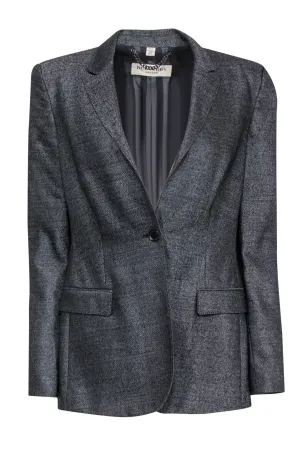 Burberry - Black & White Woven Wool Blend Blazer Sz 10