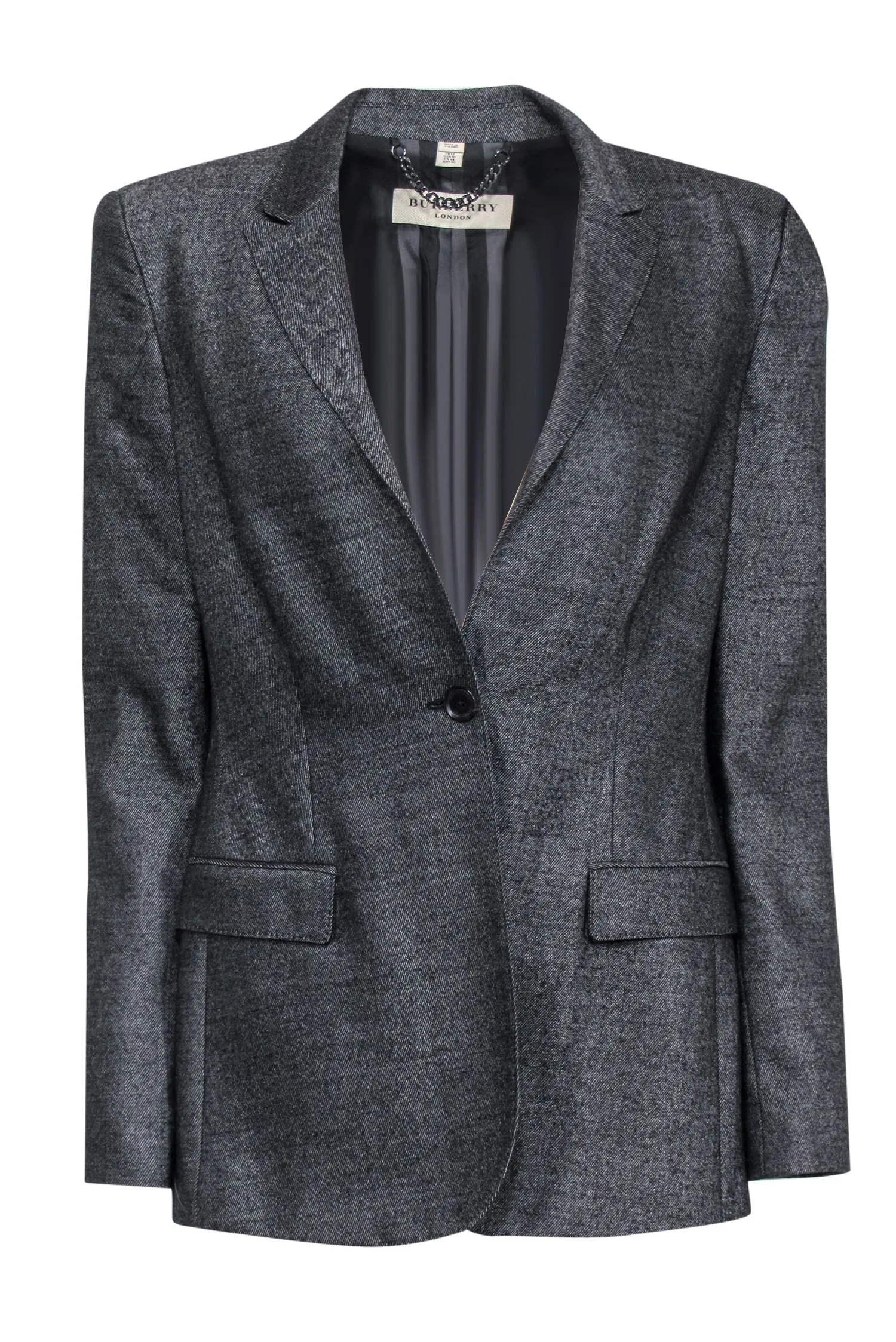 Burberry - Black & White Woven Wool Blend Blazer Sz 10