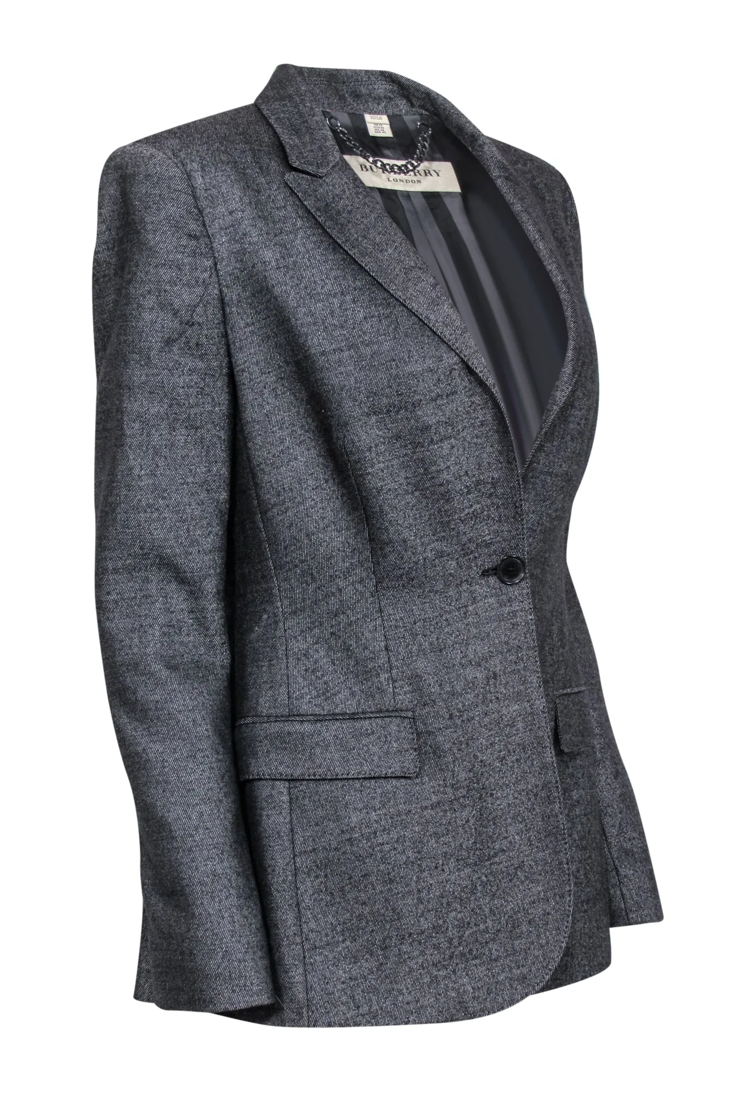 Burberry - Black & White Woven Wool Blend Blazer Sz 10