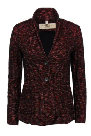 Burberry Brit - Black & Red Marbled Tweed Blazer Sz 4
