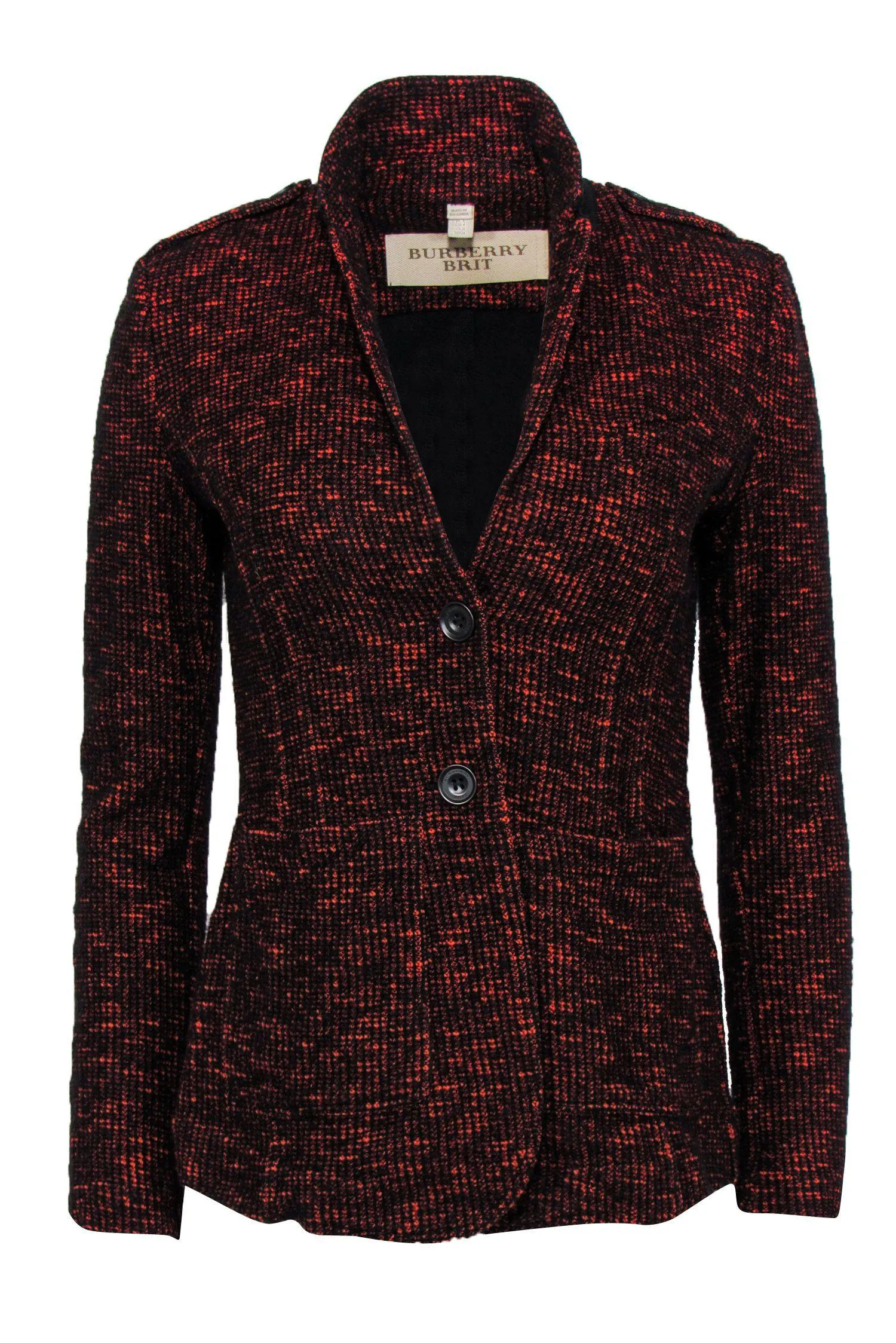Burberry Brit - Black & Red Marbled Tweed Blazer Sz 4