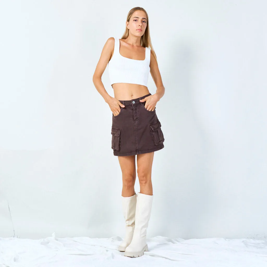 Cargo mini skirt with multiple pockets wholesale