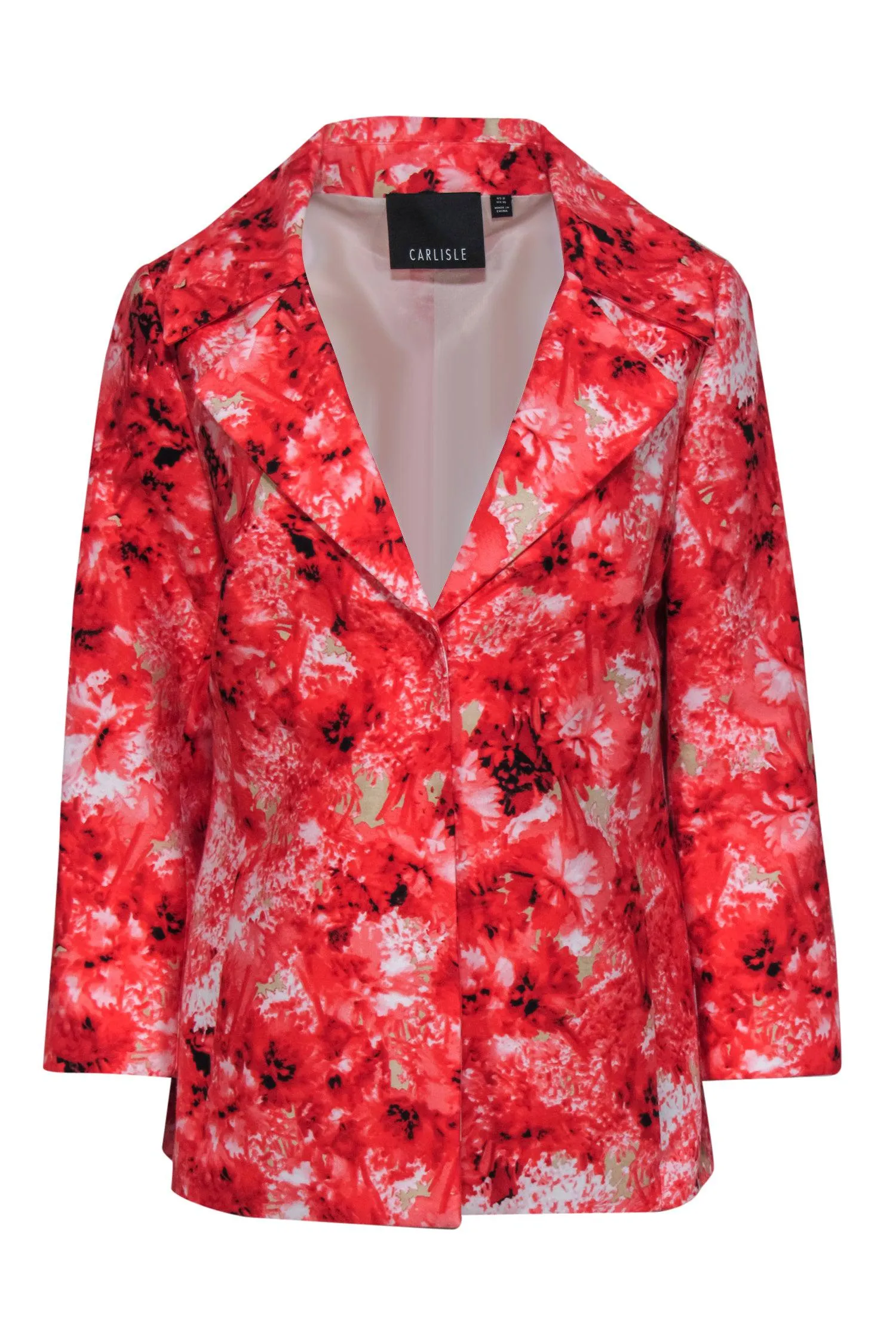 Carlisle - Pink, Tan & Black Floral Print Snap-Up Blazer Sz 8