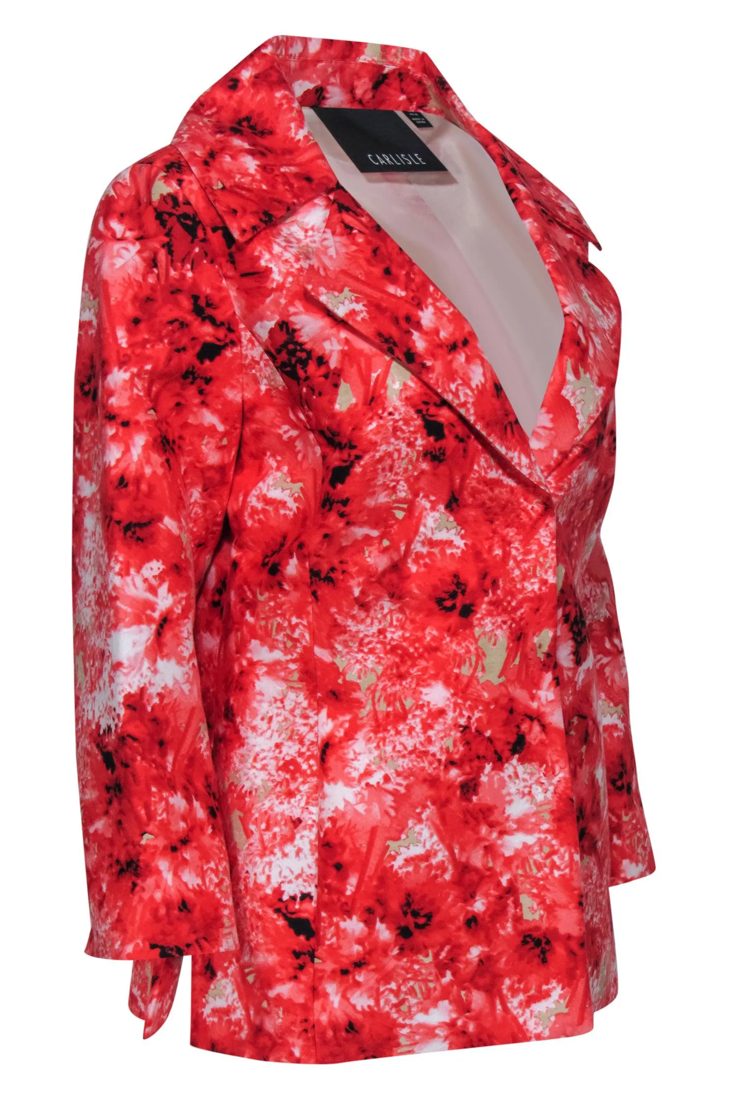 Carlisle - Pink, Tan & Black Floral Print Snap-Up Blazer Sz 8