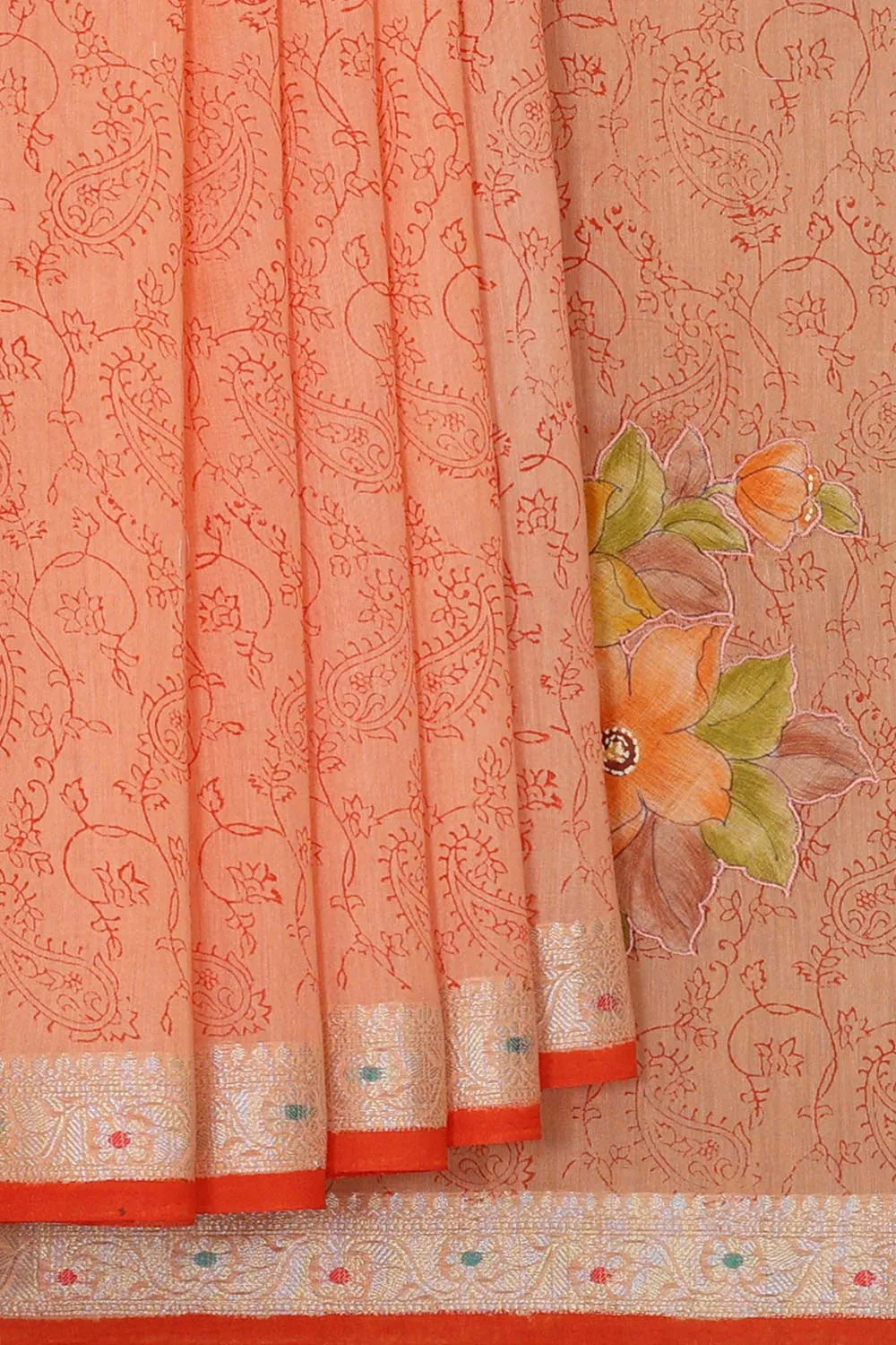 Chanderi Cotton Silk Light Peach Saree