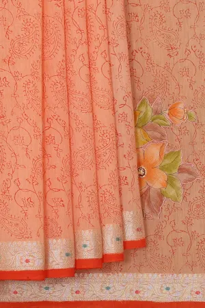 Chanderi Cotton Silk Light Peach Saree