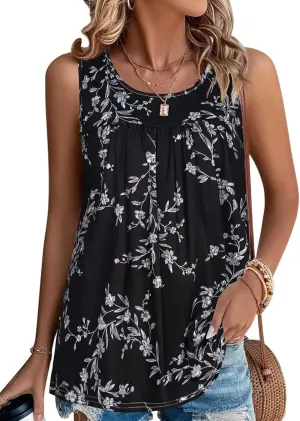 CHICGAL Womens Summer Tank Tops Sleeveless T Shirt Casual Loose Fit Tunic Blouses