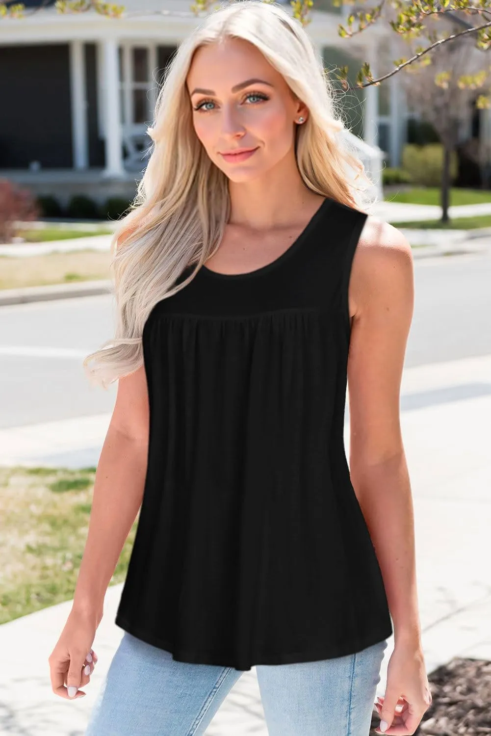 CHICGAL Womens Summer Tank Tops Sleeveless T Shirt Casual Loose Fit Tunic Blouses