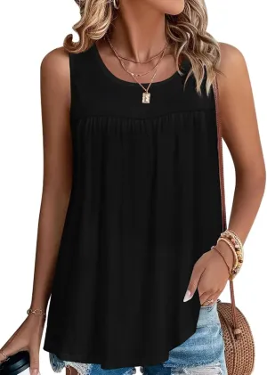 CHICGAL Womens Summer Tank Tops Sleeveless T Shirt Casual Loose Fit Tunic Blouses