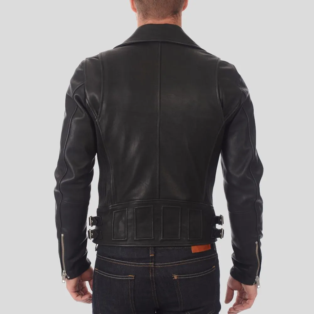 Coby Black Biker Leather Jacket
