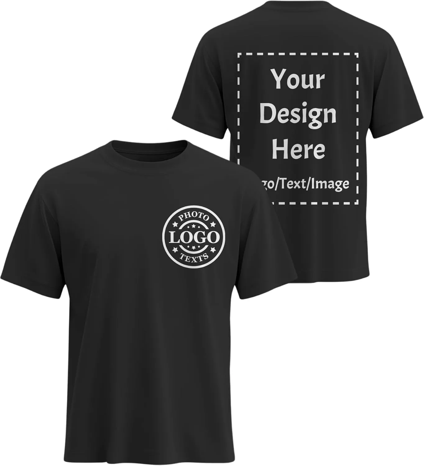 Custom T Shirts Made in USA Bulk Customized Heavy Cotton Short Sleeve Tee Shirt Personalized Unisex Shirt with Logo Text
