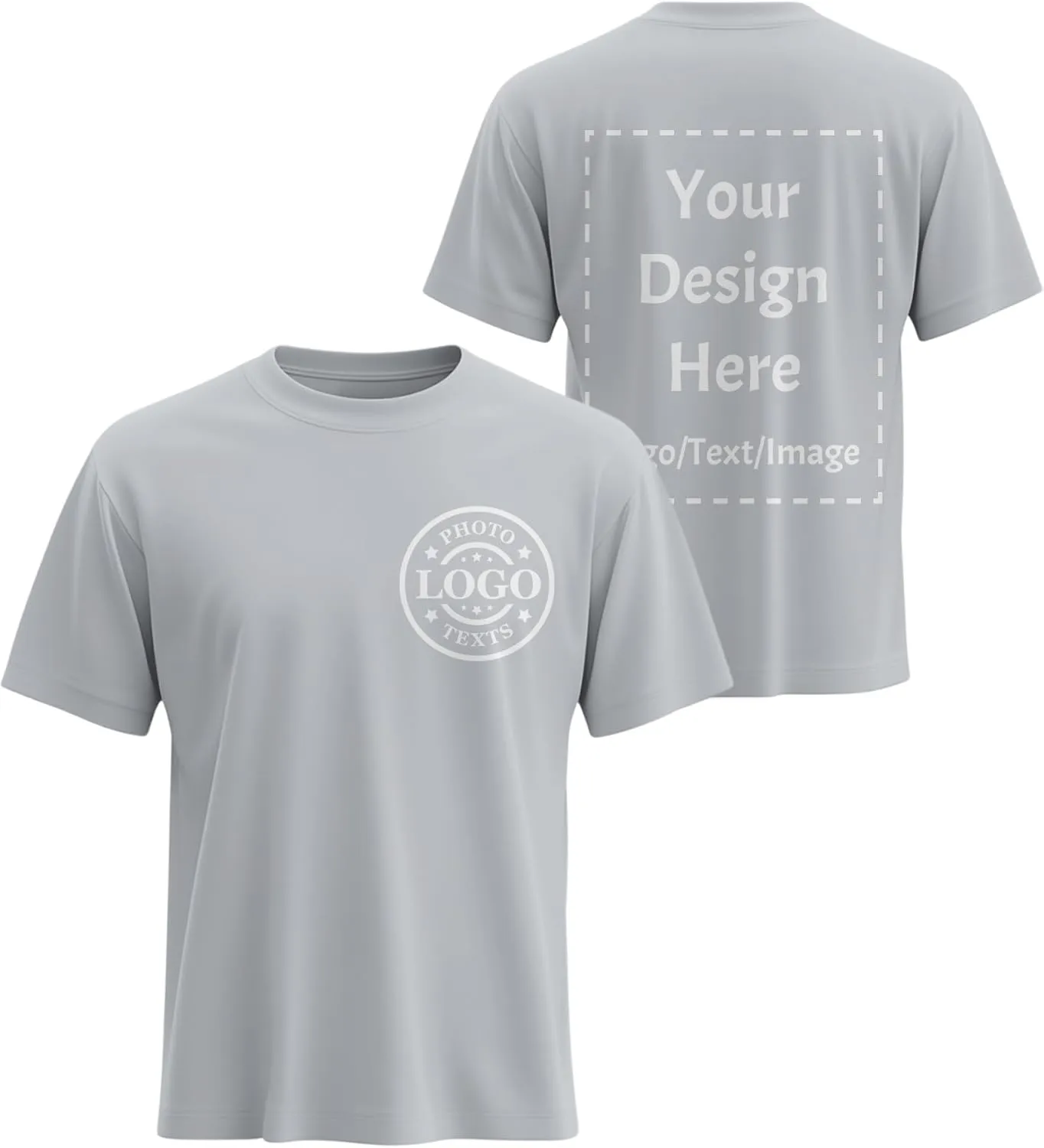 Custom T Shirts Made in USA Bulk Customized Heavy Cotton Short Sleeve Tee Shirt Personalized Unisex Shirt with Logo Text