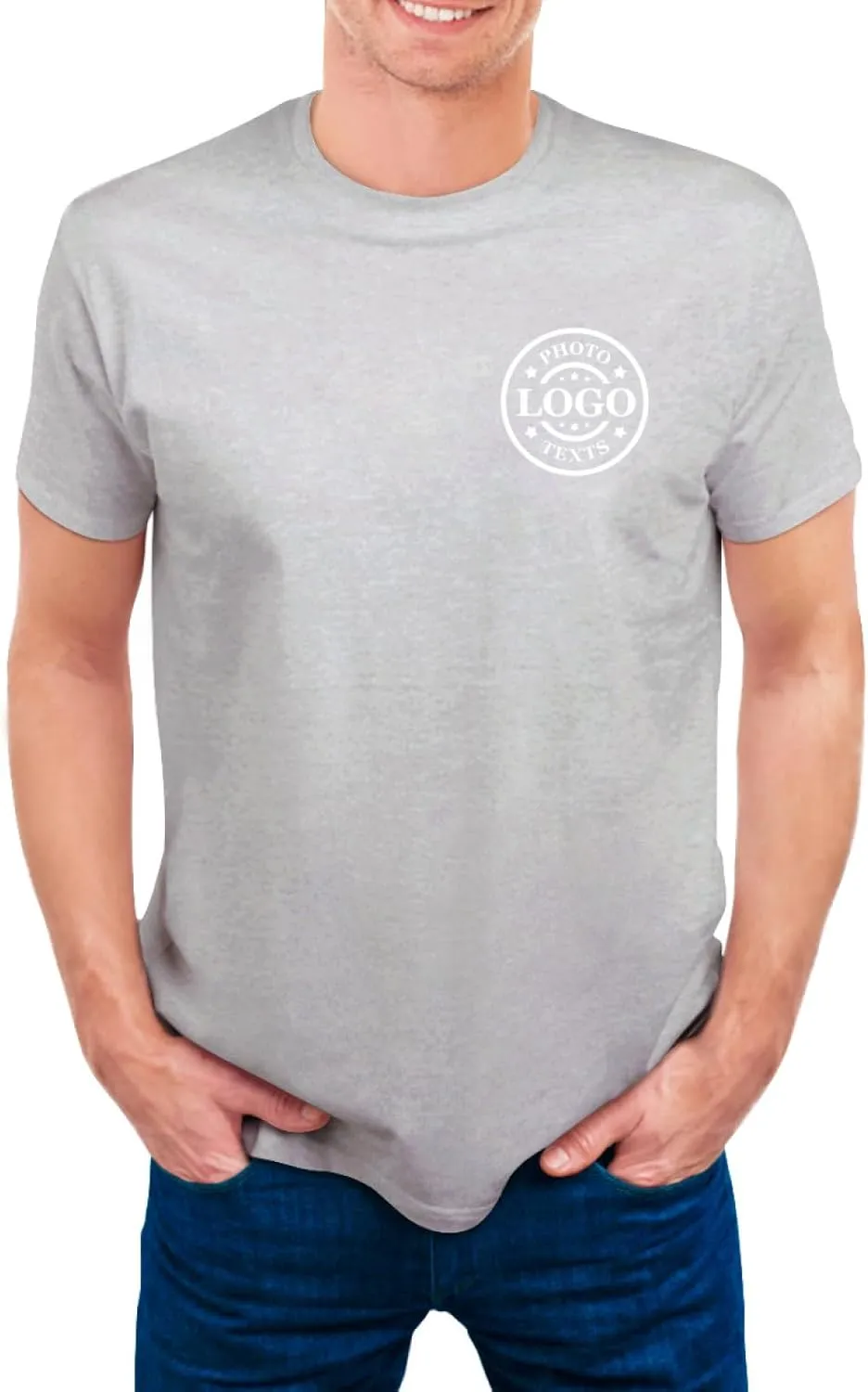 Custom T Shirts Made in USA Bulk Customized Heavy Cotton Short Sleeve Tee Shirt Personalized Unisex Shirt with Logo Text