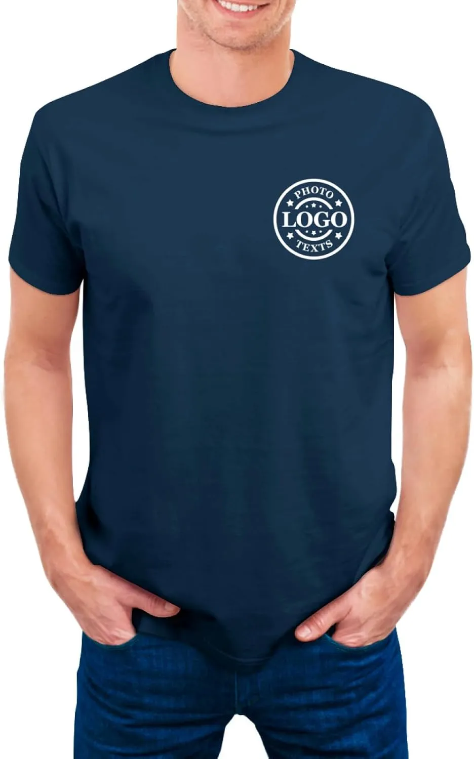 Custom T Shirts Made in USA Bulk Customized Heavy Cotton Short Sleeve Tee Shirt Personalized Unisex Shirt with Logo Text