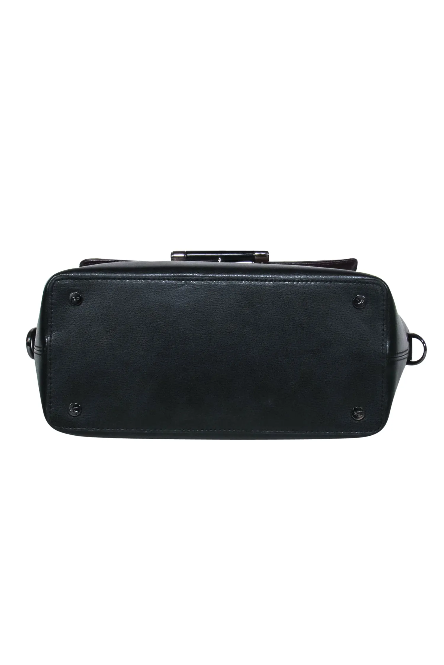 Diane von Furstenberg - Grey, Black, Beige & Deep Purple Colorblocked Leather Convertible Satchel