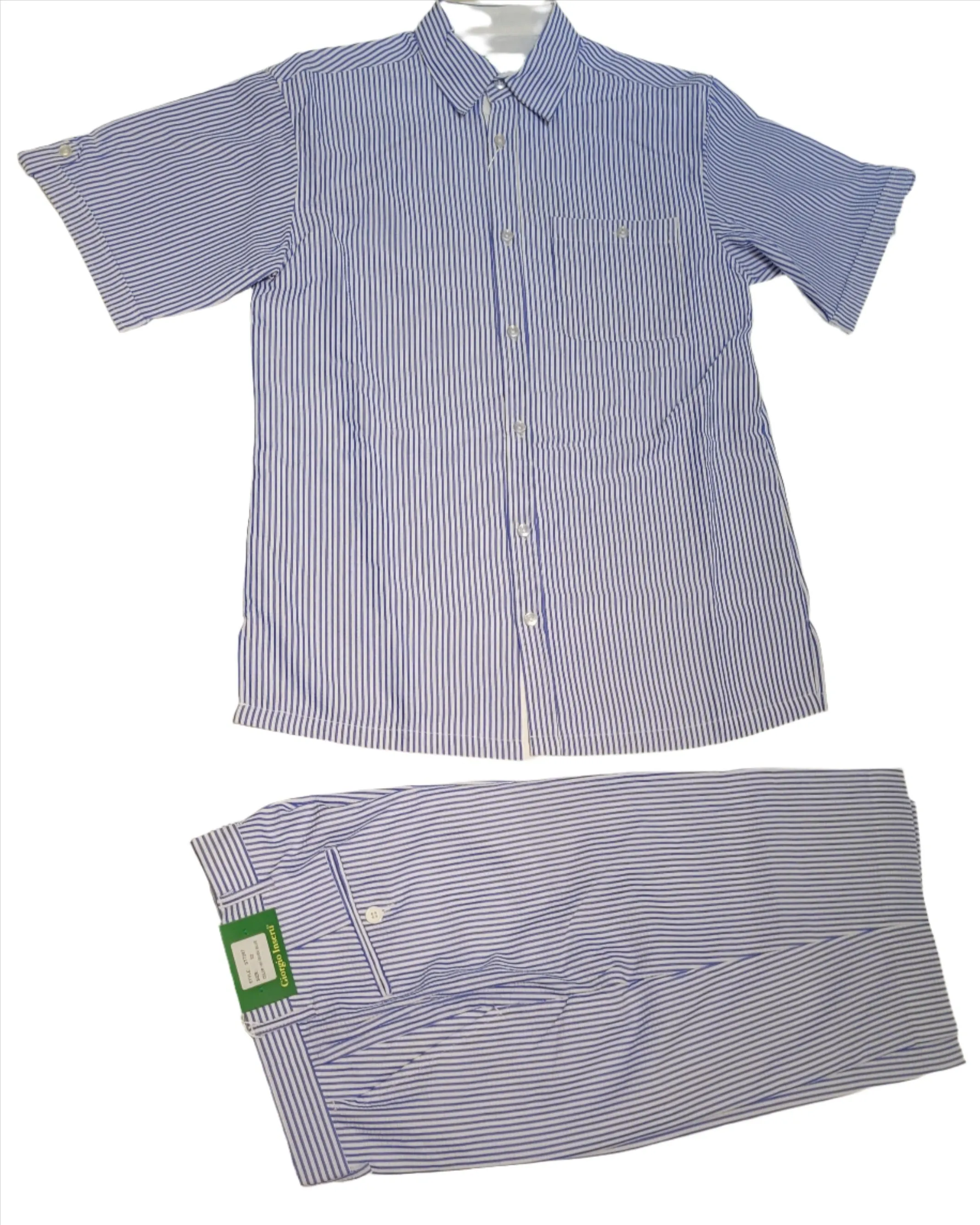 Giorgio Inserti SS7287 By Inserch Seersucker Short Set River Blue