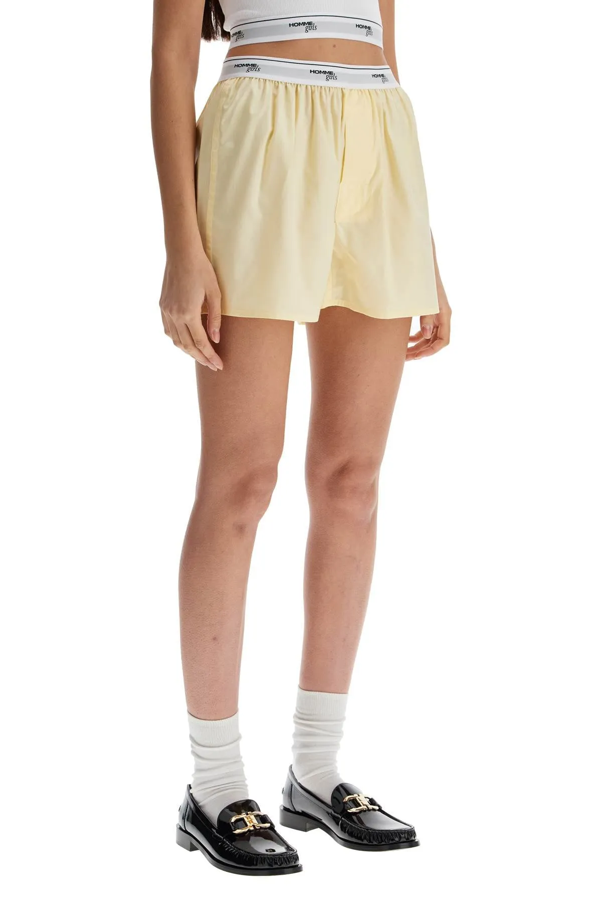 High-Waisted Cotton Boxer Shorts