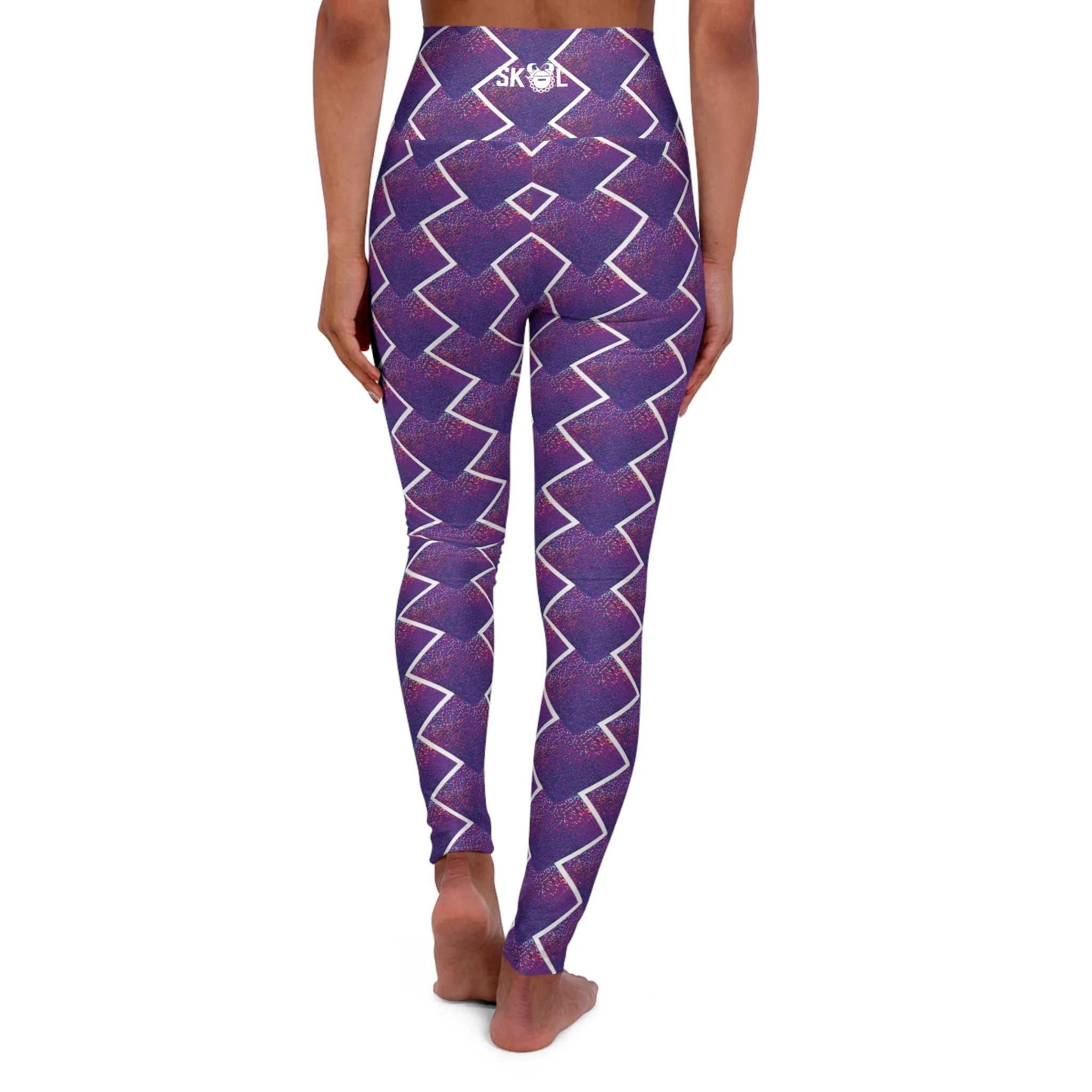 High Waisted Yoga Leggings - Purple Sparkle