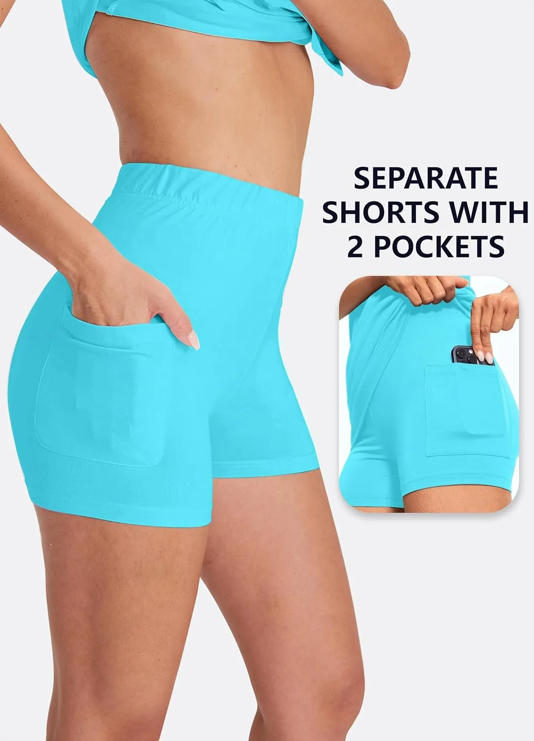 Hiverlay Women's Tennis Dress with Shorts Underneath and Pockets V Neck Collar Sports Athletic Workout Sleeveless Dress