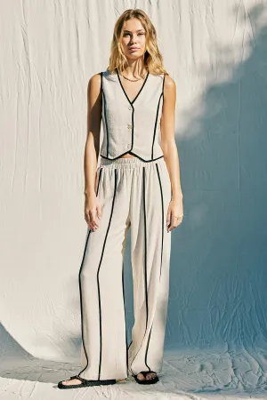 Linen Binding Wide-Leg Pants