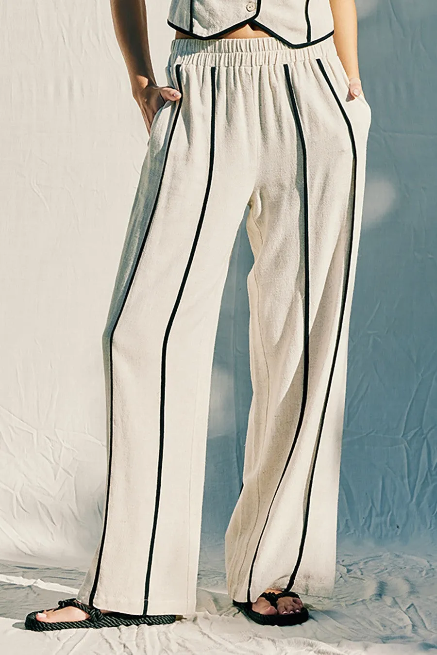 Linen Binding Wide-Leg Pants