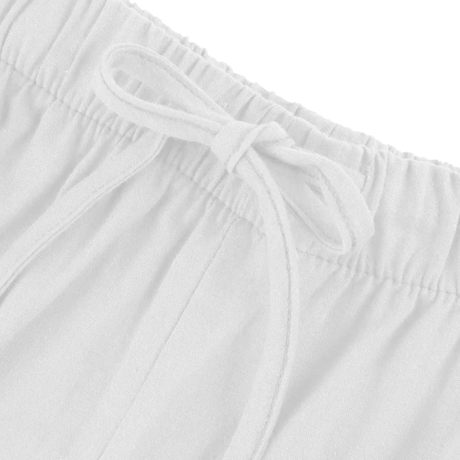 Linen Pants Women,Casual Pants Trendy Wide Leg High Waisted Cotton Linen Drawstring Summer Trouser with Pockets