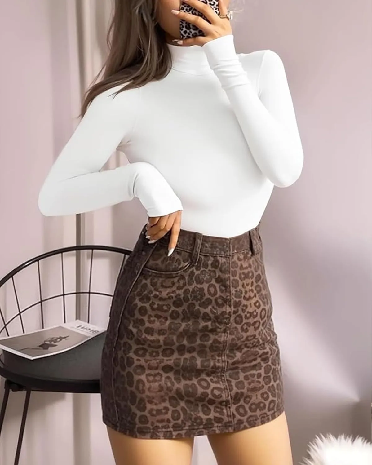 MANGOPOP Women's Mock Turtle Neck Sleeveless Long Sleeve Tops Bodysuit Jumpsuit