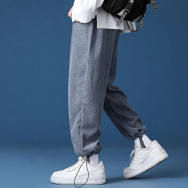 Mens Corduroy Pants Ankle Banded Pants Sweatpants Men's Spring and Autumn Loose Casual Harem Pants