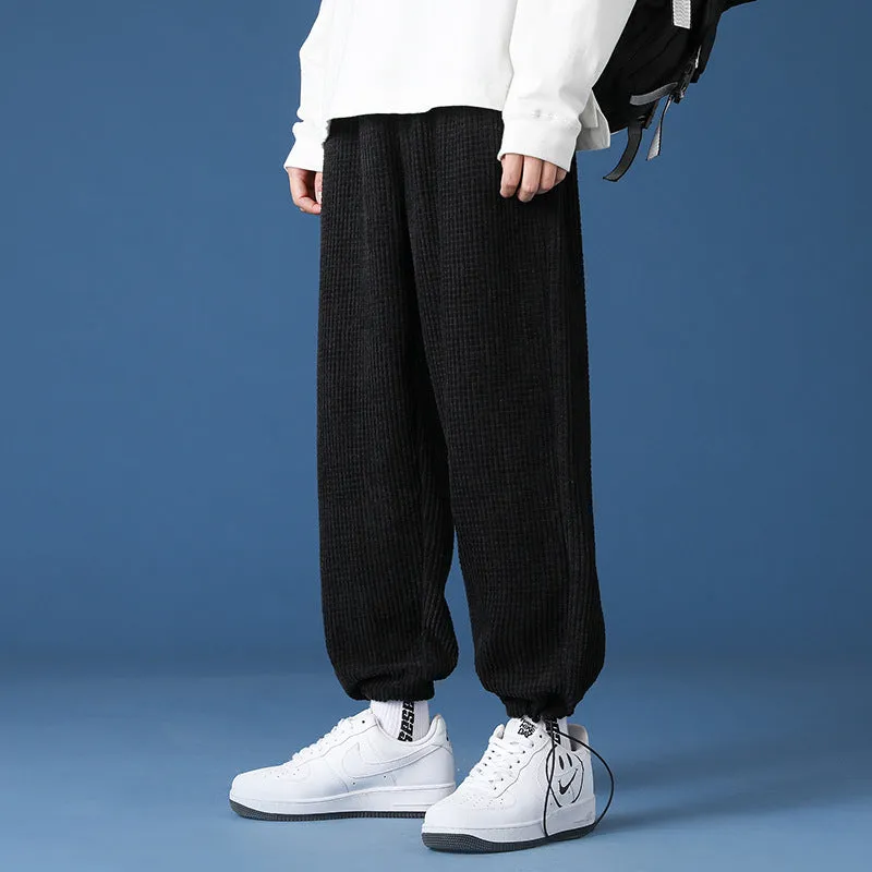 Mens Corduroy Pants Ankle Banded Pants Sweatpants Men's Spring and Autumn Loose Casual Harem Pants