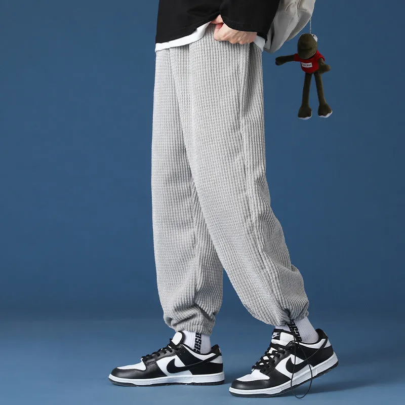Mens Corduroy Pants Ankle Banded Pants Sweatpants Men's Spring and Autumn Loose Casual Harem Pants