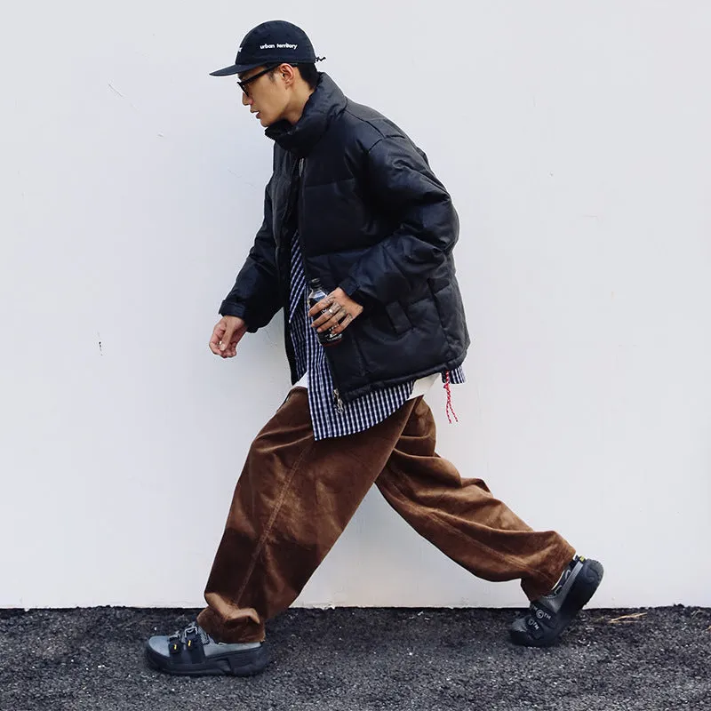 Mens Corduroy Pants Japanese Cityboy Autumn and Winter Thick Male Wide Leg Loose Casual Trousers