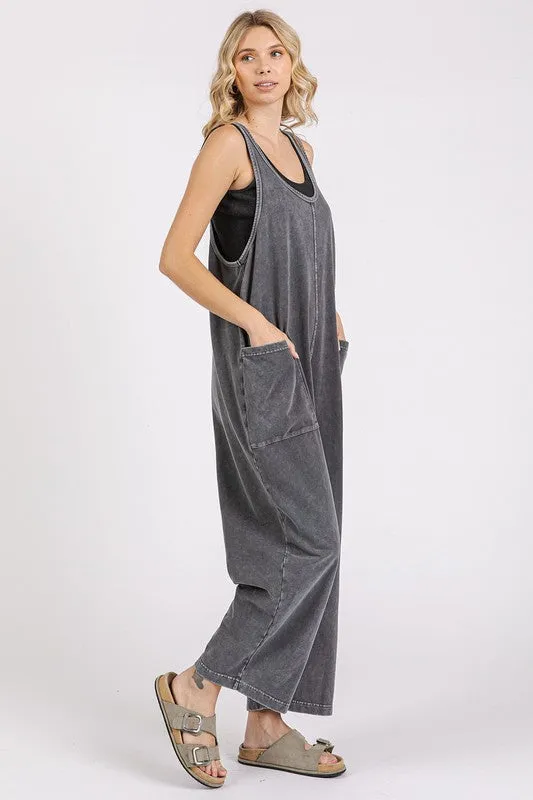 Mittoshop Scoop Neck Wide Leg Overalls