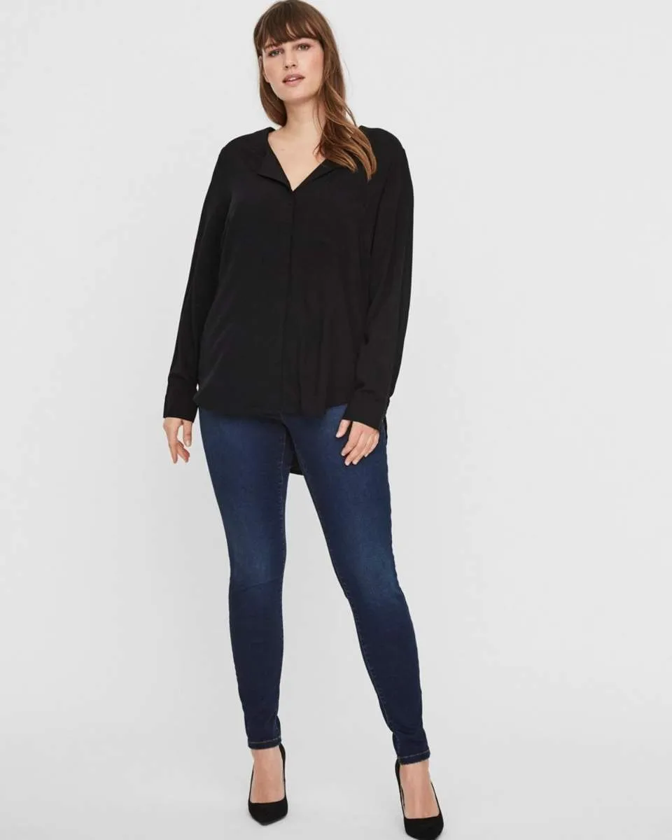 PLUS VERONICA LONG SLEEVE SHIRT BLACK IRIS