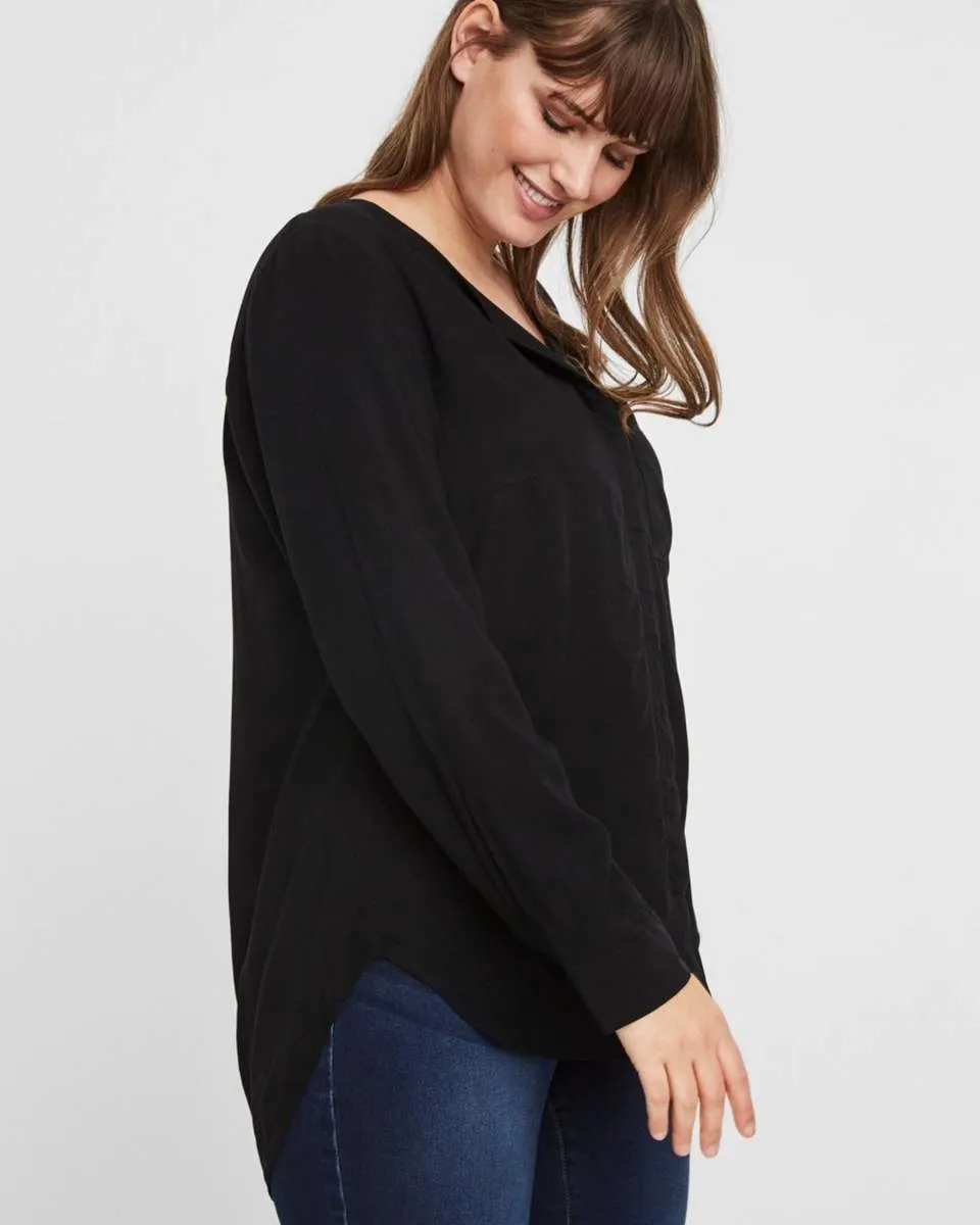 PLUS VERONICA LONG SLEEVE SHIRT BLACK IRIS