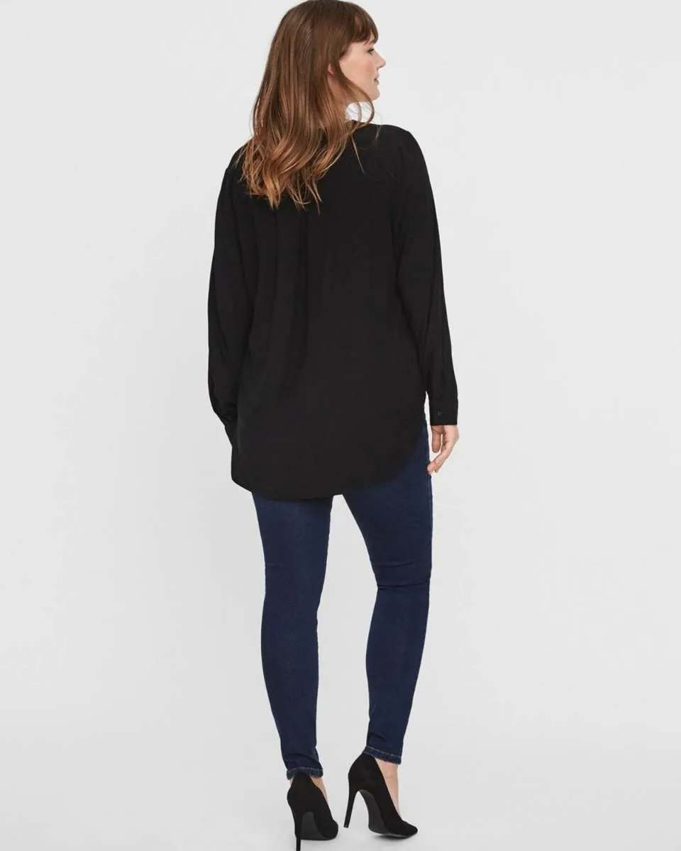 PLUS VERONICA LONG SLEEVE SHIRT BLACK IRIS