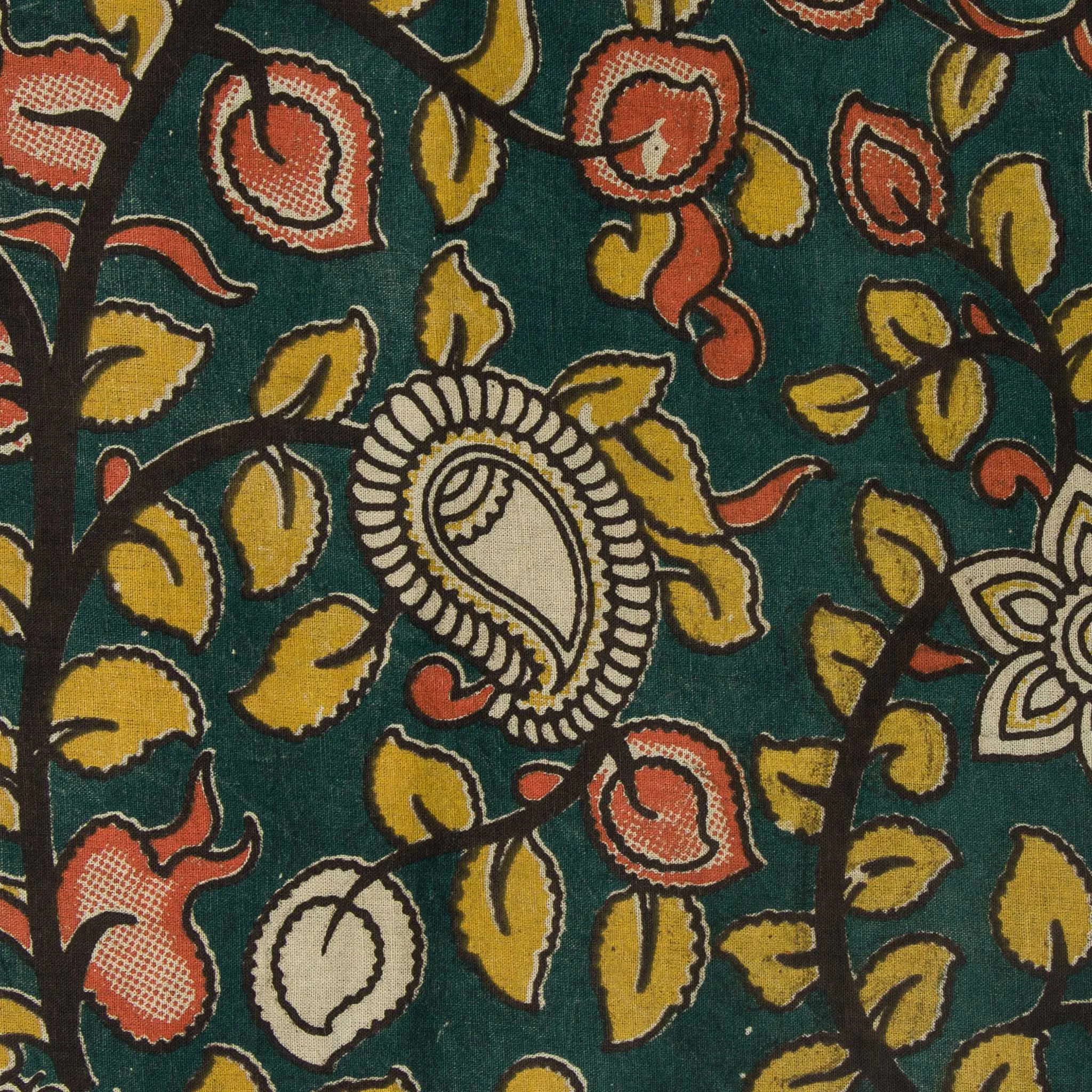 Precut 1 meters -Kalamkari Screen Printed Cotton Fabric