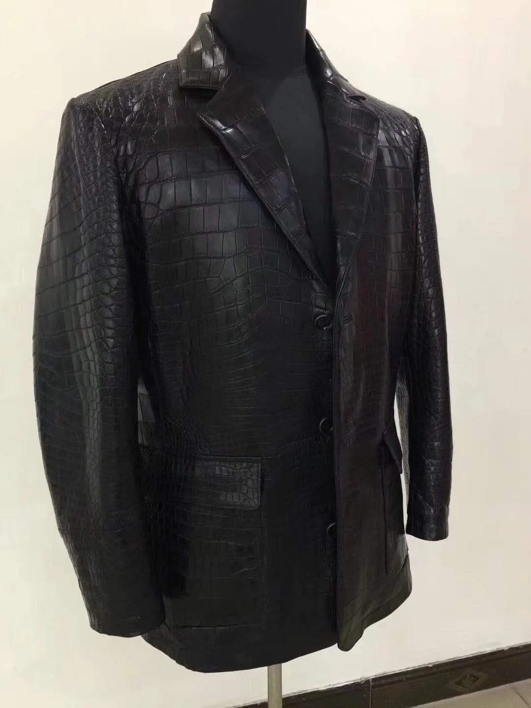 Preorder Suede Crocodile  Leather Blazer  Brown & Grey