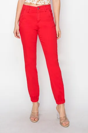 RISEN Red Denim Relaxed Jogger Jeans