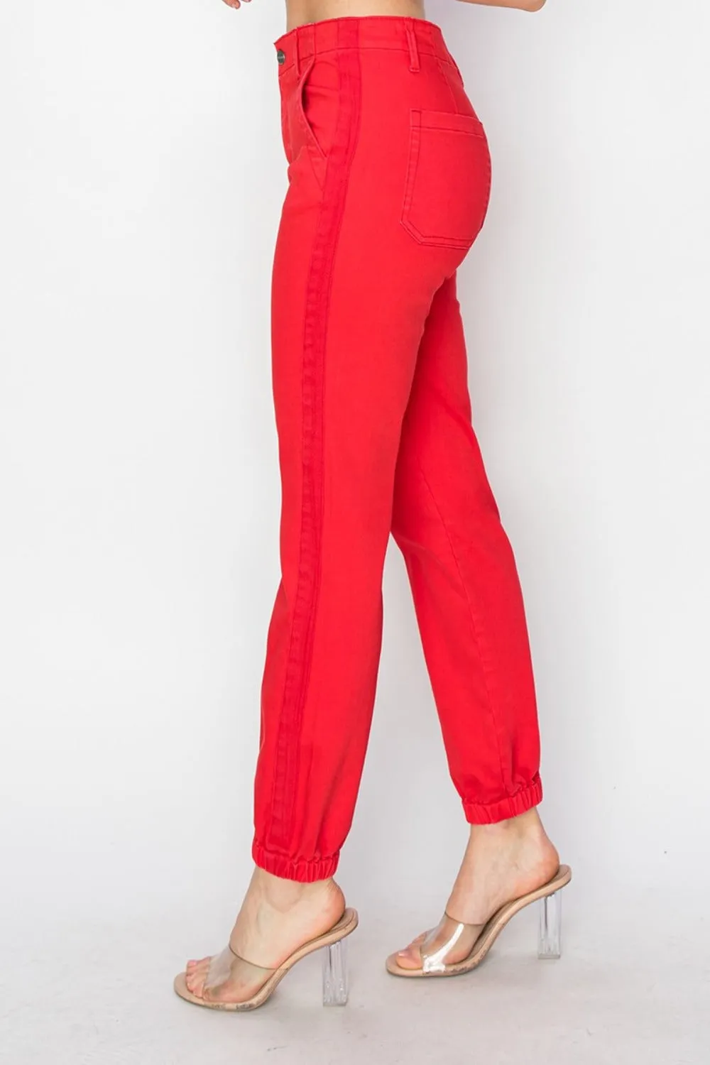 RISEN Red Denim Relaxed Jogger Jeans