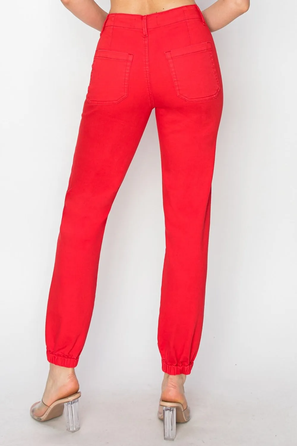 RISEN Red Denim Relaxed Jogger Jeans