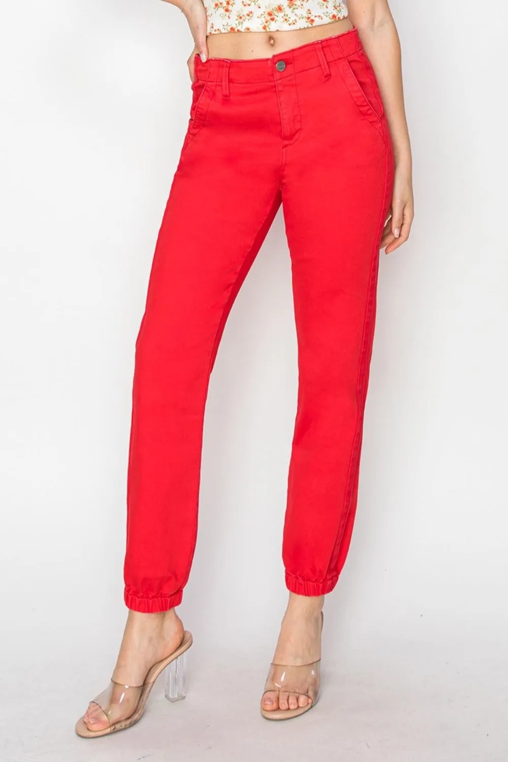 RISEN Red Denim Relaxed Jogger Jeans